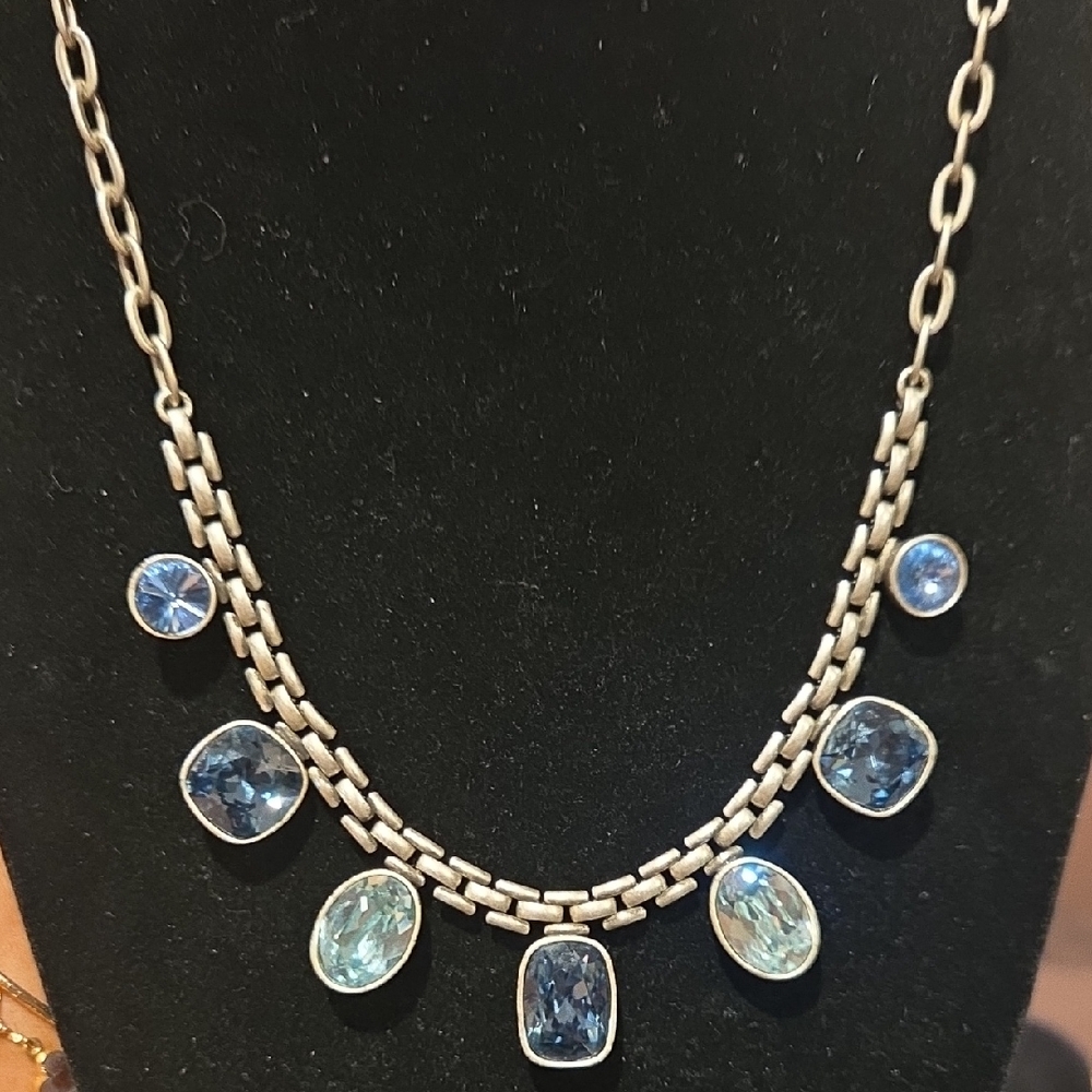Touchstone Crystal Silver Necklace with Blue Accents
